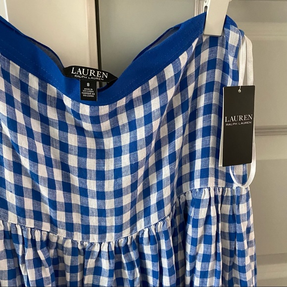 NWT Ralph Lauren Halldora Blue Gingham Midi Skirt - Picture 4 of 4